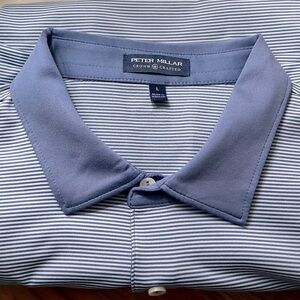 Peter Millar polo. Crown crafted. Size large. Blue stripe.